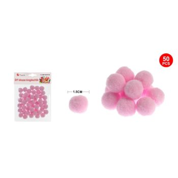 POMPOM RÓZSASZÍN 1,5CM 50DB-OS