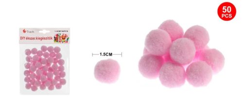 POMPOM RÓZSASZÍN 1,5CM 50DB-OS