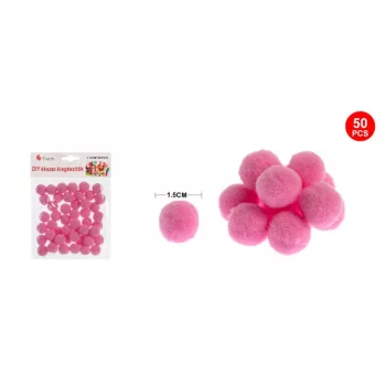 POMPOM SÖTÉT RÓZSASZÍN 1,5CM 50DB-OS