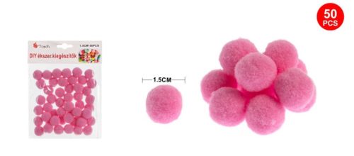 POMPOM SÖTÉT RÓZSASZÍN 1,5CM 50DB-OS
