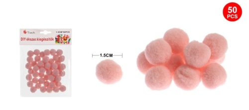 POMPOM RÓZSASZÍN 1,5CM 50DB-OS