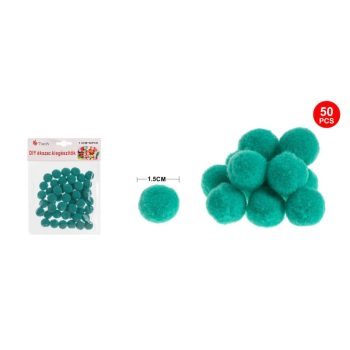POMPOM KÉKES ZÖLD 1,5CM 50DB-OS