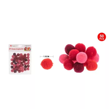 POMPOM VEGYES PIROS 1,5CM 50DB-OS
