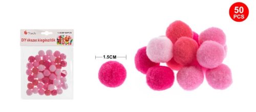 POMPOM VEGYES RÓZSASZÍN 1,5CM 50DB-OS