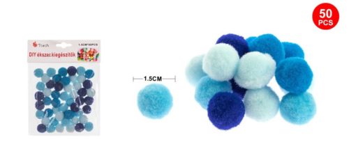 POMPOM VEGYES KÉK 1,5CM 50DB-OS