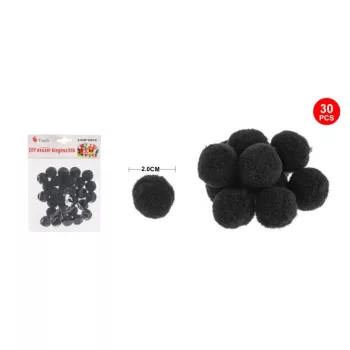 POMPOM FEKETE 2CM 30DB-OS
