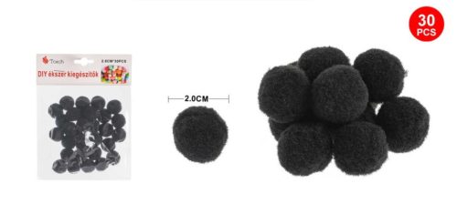 POMPOM FEKETE 2CM 30DB-OS