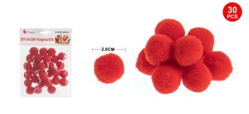 POMPOM PIROS 2CM 30DB-OS