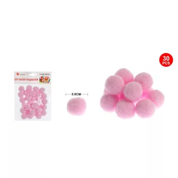 POMPOM RÓZSASZÍN 2CM 30DB-OS