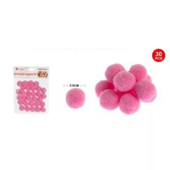 POMPOM SÖTÉTRÓZSASZÍN 2CM 30DB-OS