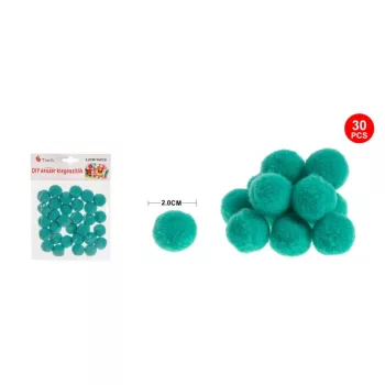 POMPOM KÉKES ZÖLD 2CM 30DB-OS