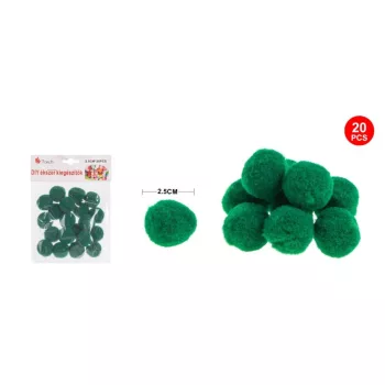 POMPOM SÖTÉTZÖLD 2,5CM 20DB-OS