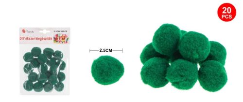 POMPOM SÖTÉTZÖLD 2,5CM 20DB-OS