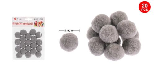 POMPOM SZÜRKE 2,5CM 20DB-OS