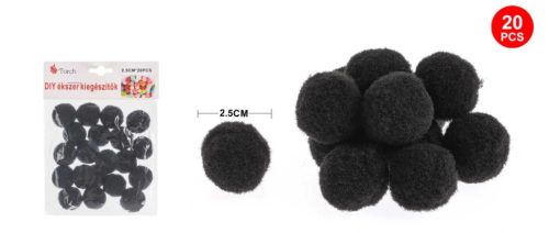 POMPOM FEKETE 2,5CM 20DB-OS
