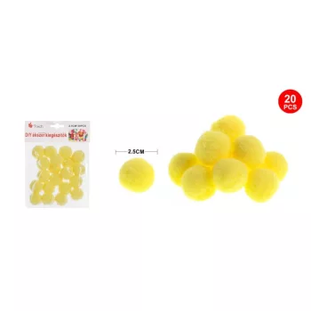POMPOM SÁRGA 2,5CM 20DB-OS