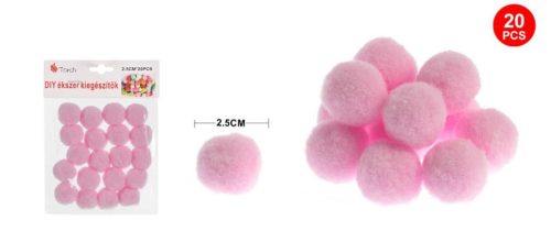 POMPOM VILÁGOS RÓZSASZÍN 2,5CM 20DB-OS