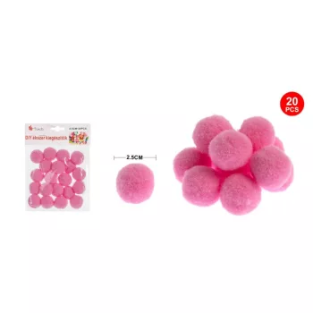POMPOM SÖTÉT RÓZSASZÍN 2,5CM 20DB-OS