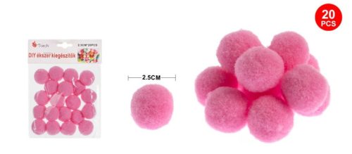 POMPOM SÖTÉT RÓZSASZÍN 2,5CM 20DB-OS