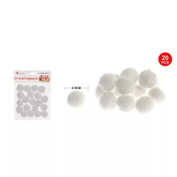 POMPOM FEHÉR 2,5CM 20DB-OS