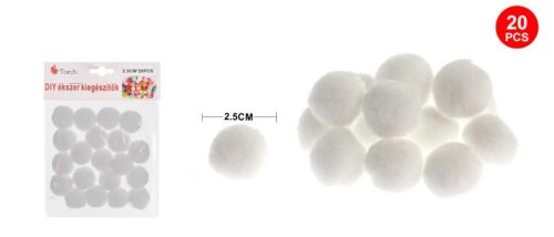 POMPOM FEHÉR 2,5CM 20DB-OS