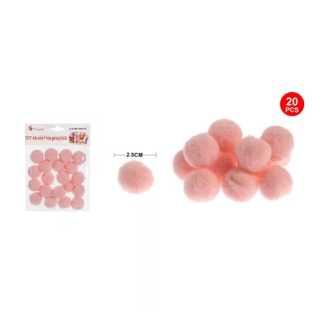 POMPOM RÓZSASZÍN 2,5CM 20DB-OS