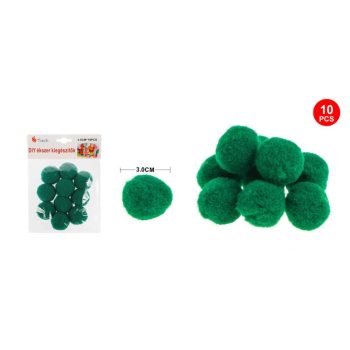 POMPOM SÖTÉTZÖLD 3CM 10DB-OS