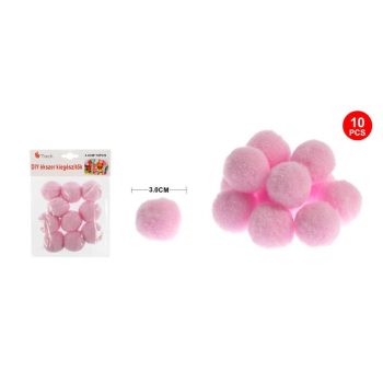 POMPOM VILÁGOS RÓZSASZÍN 3CM 10DB-OS