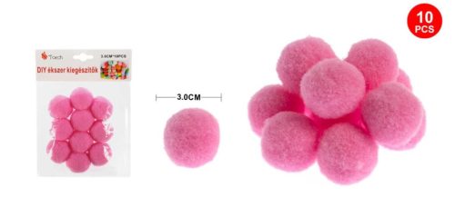 POMPOM SÖTÉT RÓZSASZÍN 3CM 10DB-OS