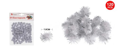 POMPOM CSILLÁMOS EZÜST 1CM 120DB-OS