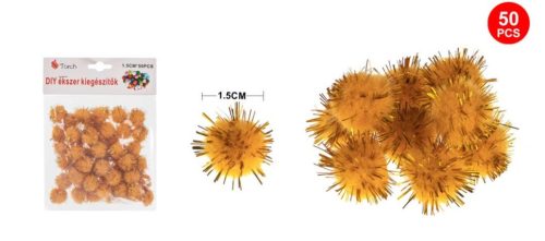 POMPOM CSILLÁMOS ARANY 1,5CM 50DB-OS