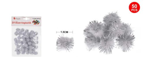 POMPOM CSILLÁMOS EZÜST 1,5CM 50DB-OS