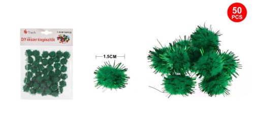 POMPOM CSILLÁMOS ZÖLD 1,5CM 50DB-OS
