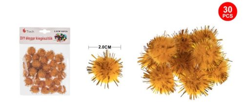 POMPOM CSILLÁMOS ARANY 2CM 30DB-OS