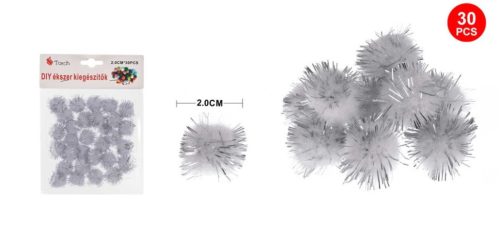 POMPOM CSILLÁMOS EZÜST 2CM 30DB-OS