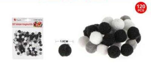 POMPOM FEKETE-FEHÉR 1CM 120DB-OS