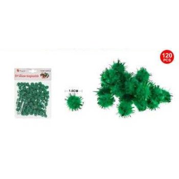 POMPOM CSILLÁMOS ZÖLD 1CM 120DB-OS