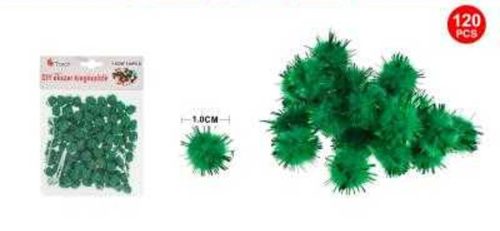 POMPOM CSILLÁMOS ZÖLD 1CM 120DB-OS