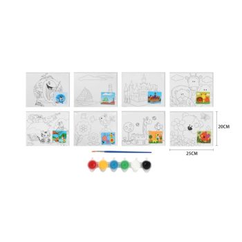   FESTŐ KÉSZLET 25X20CM (VÁSZON, ECSET, 6F. SZÍNŰ FESTÉK)