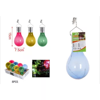   KERTI SOLAR LÁMPA KÖRTE TÖBB SZÍNBEN FELAKASZTHATÓ 7,5CMX15CM 8DB/DISPLAY