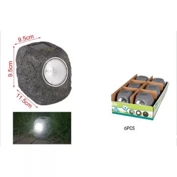 KERTI SOLAR LÁMPA FEKVŐ SZIKLA 9,5X9,5X11,5CM 6DB/DISPLAY