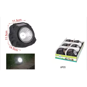   KERTI SOLAR LÁMPA FEKVŐ SZIKLA 11,5X11,5X14,5CM 6DB/DISPLAY