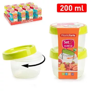 ÉTELTÁROLÓ DOBOZ MŰA. 2DB 200ML TÖBBFÉLE SZÍN