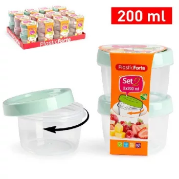 ÉTELTÁROLÓ DOBOZ MŰA. 2DB 200ML TÖBBFÉLE SZÍN