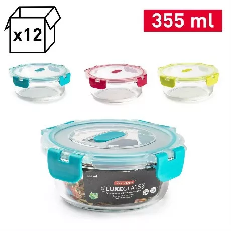 ÉTELTÁROLÓ DOBOZ ÜVEG 355ML TÖBBFÉLE SZÍN