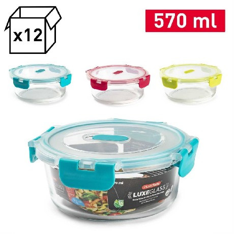 ÉTELTÁROLÓ DOBOZ ÜVEG 570ML TÖBBFÉLE SZÍN
