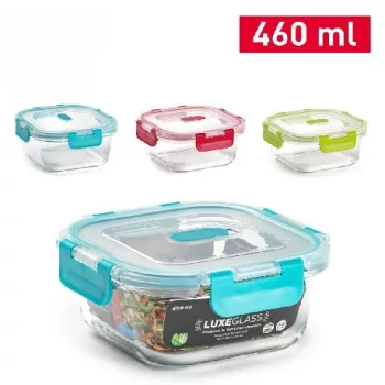 ÉTELTÁROLÓ DOBOZ ÜVEG 460ML TÖBBFÉLE SZÍN