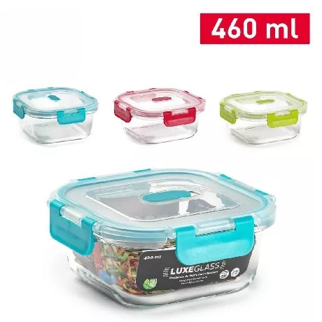 ÉTELTÁROLÓ DOBOZ ÜVEG 460ML TÖBBFÉLE SZÍN