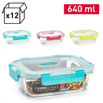 ÉTELTÁROLÓ DOBOZ ÜVEG 640ML TÖBBFÉLE SZÍN