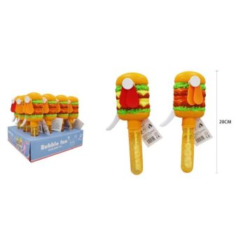BUBORÉKFÚJÓ KÉZI 30ML HAMBURGER 20CM 12DB/DISPLAY